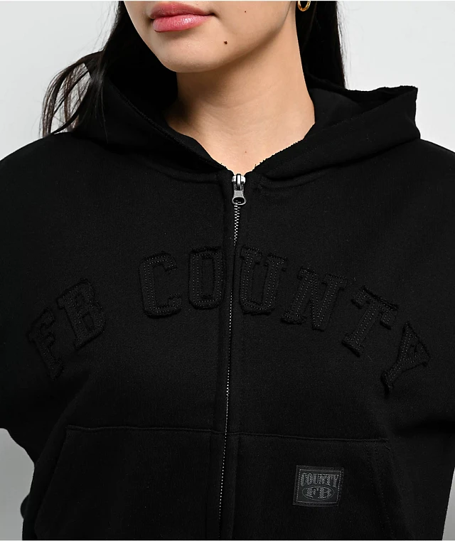 FB County French Terry Black Crop Zip Hoodie | CoolSprings