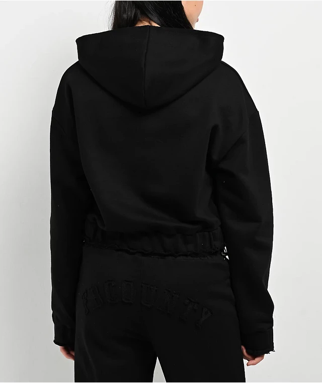 FB County French Terry Black Crop Zip Hoodie at Foxvalley Mall in