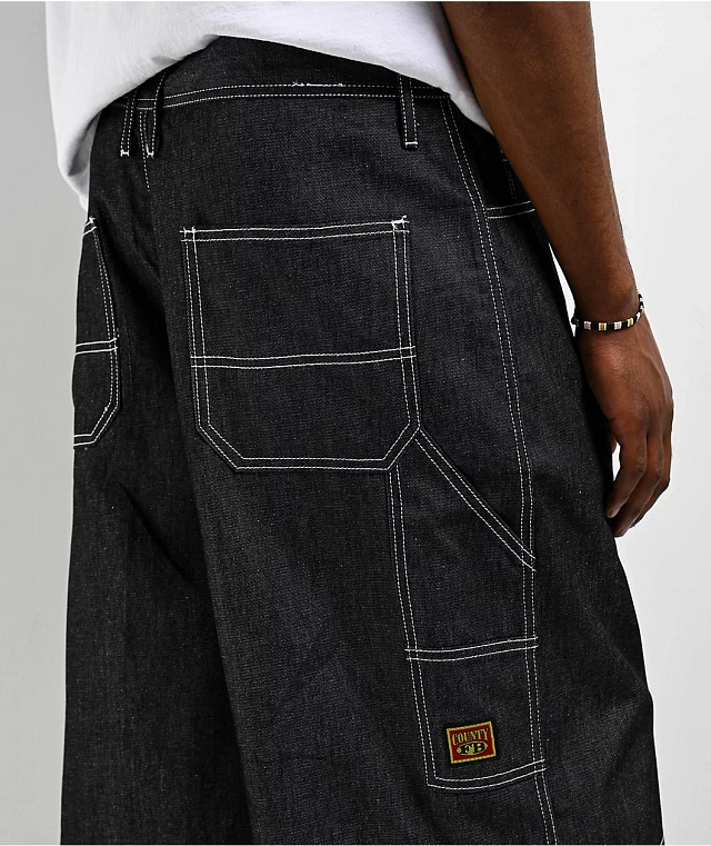 FB County Hard Denim Black Utility Shorts | MainPlace Mall