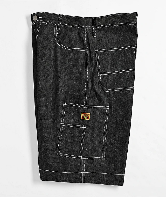 FB County Hard Denim Black Utility Shorts | MainPlace Mall