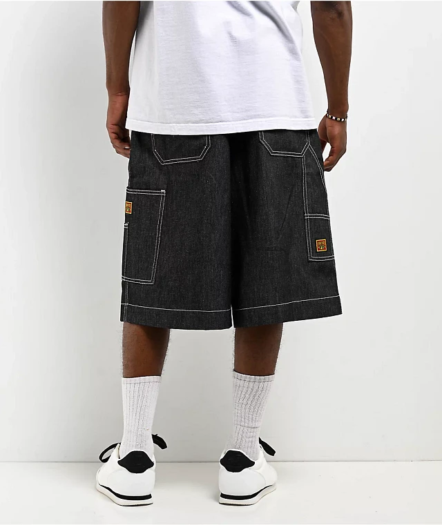FB County Hard Denim Black Utility Shorts | MainPlace Mall