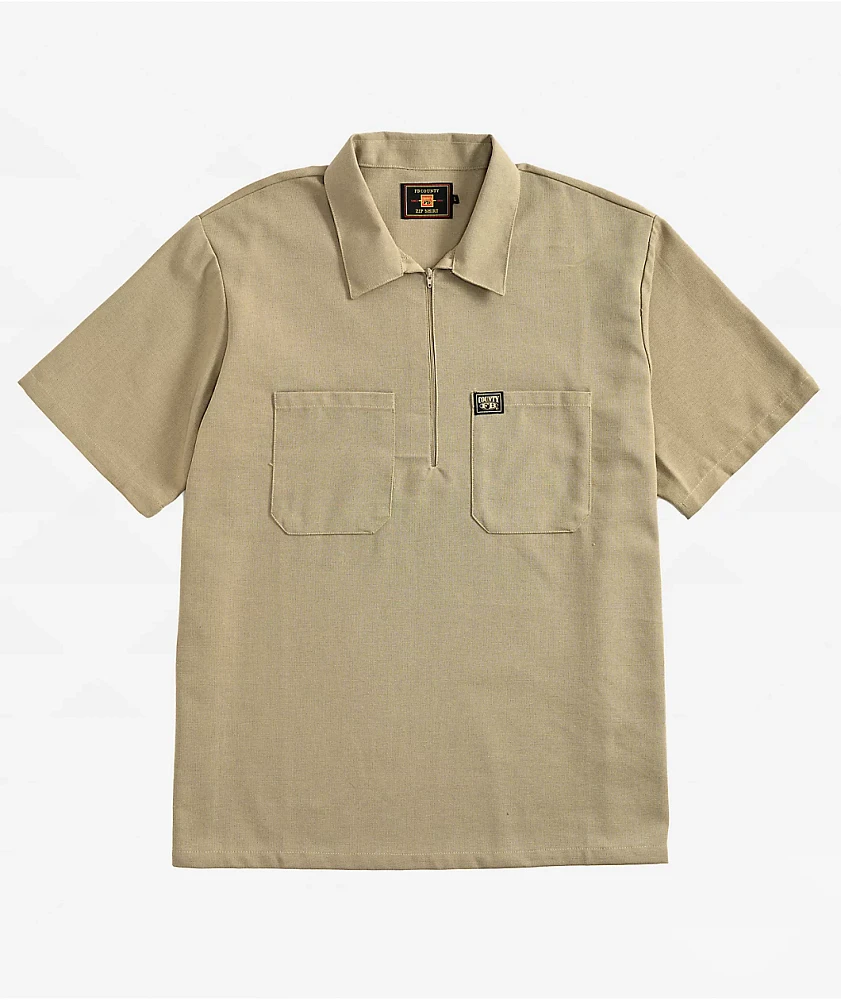FB County Khaki Zip Short Sleeve Shirt | Arden Fair