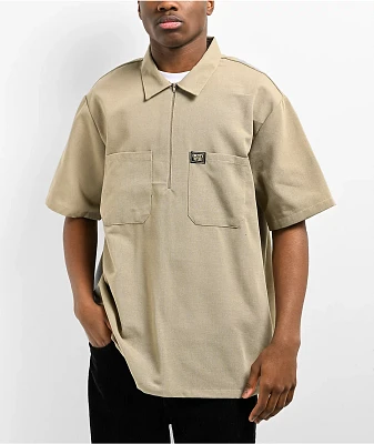 FB County Checker Brown Zip Crop Short Sleeve Shirt at Hamilton