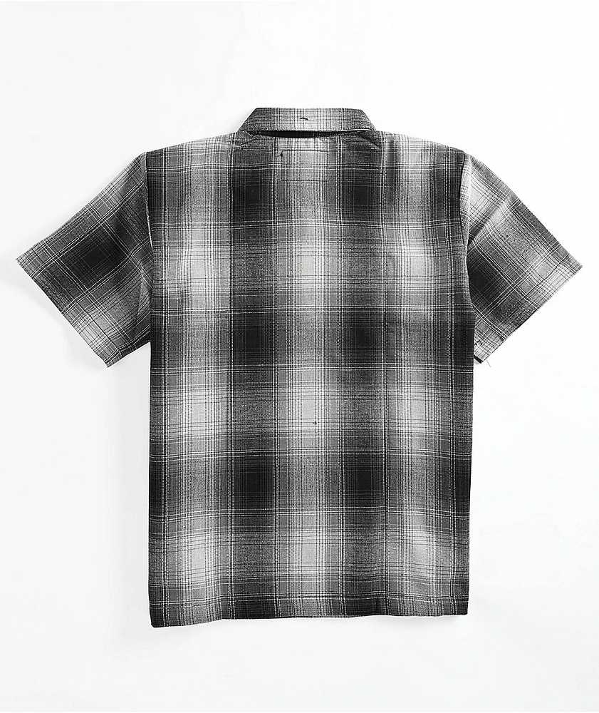 FB County Kids Checker Grey Half Zip Short Sleeve Flannel Shirt at