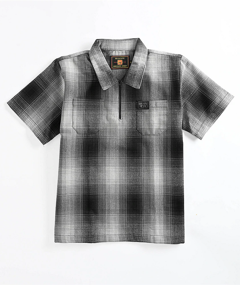 FB County Kids Checker Grey Half Zip Short Sleeve Flannel