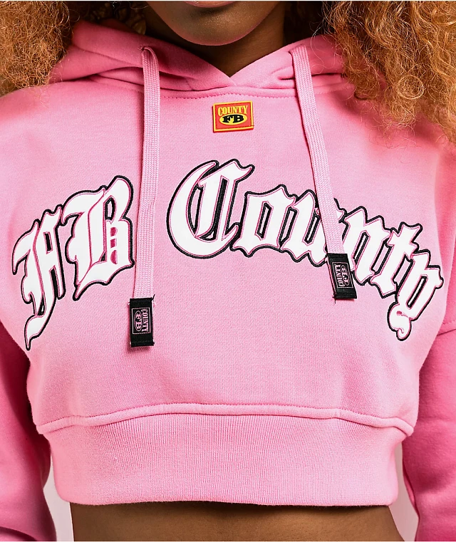 FB County Old School Pink Crop Hoodie | MainPlace Mall