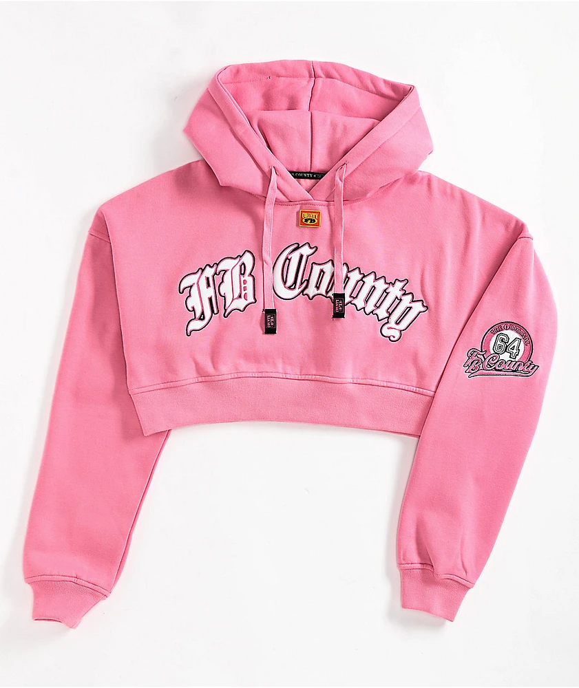 フェンディ　フローラルロゴ　センターロゴ　プルオーバー　パーカー　ピンク　XL FB County Old School Pink Crop Hoodie | MainPlace Mall