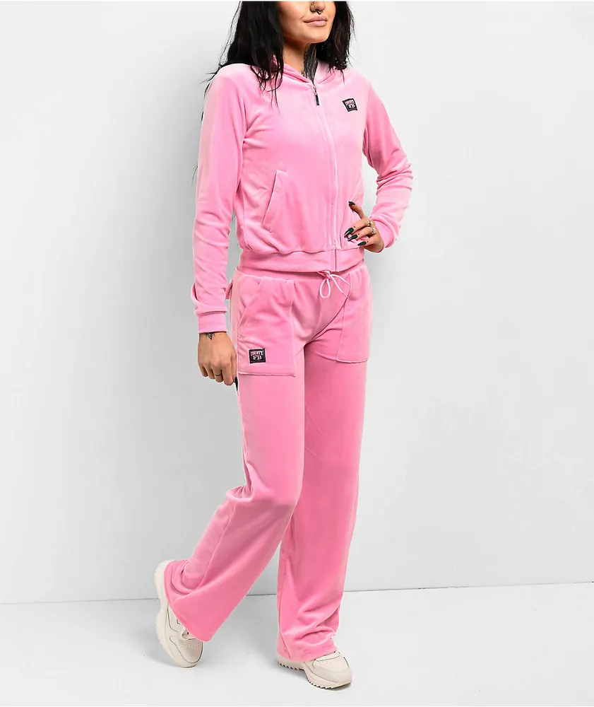 FB County Pink Velour Track Pants at Hamilton Place in FB County Pink Velour Track Pants at Hamilton Place in