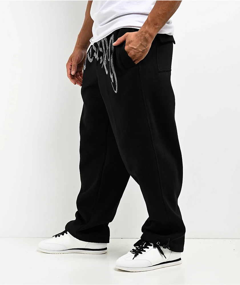 FB County Rhinestone Black Sweat Pants | Liberty Center FB County Rhinestone Black Sweat Pants | Liberty Center
