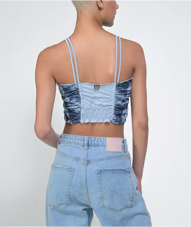 FILA Allanis Ruched Blue Tie Dye Cami Tank Top CoolSprings Galleria