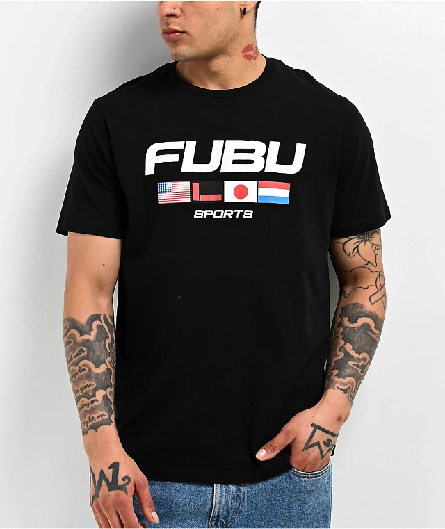 【高知インター店】 FUBU Sport Flag Black T-Shirt | Arden Fair トップス