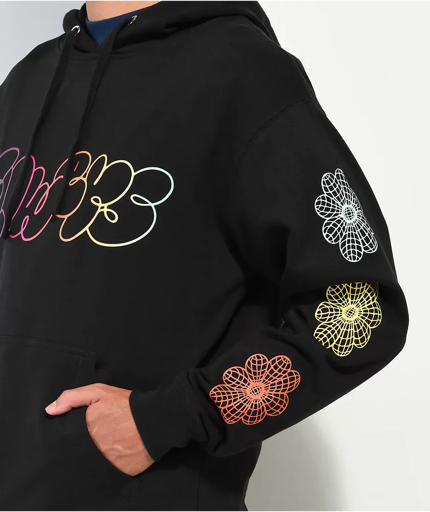 Black hoodie with cheap flowers