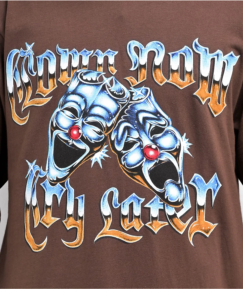 Foos Gone Wild Clown Now Cry Later Brown Long Sleeve T-Shirt at