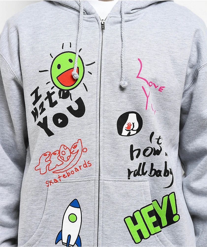 Frog Love/Hate Heather Grey Zip Hoodie at Hamilton Place in