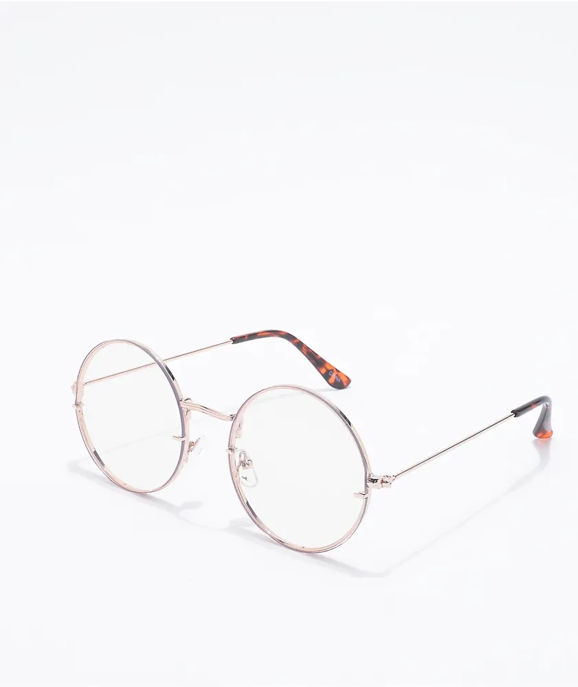 Planet earth eyewear Gold Round Blue Light Glasses Shop Midtown