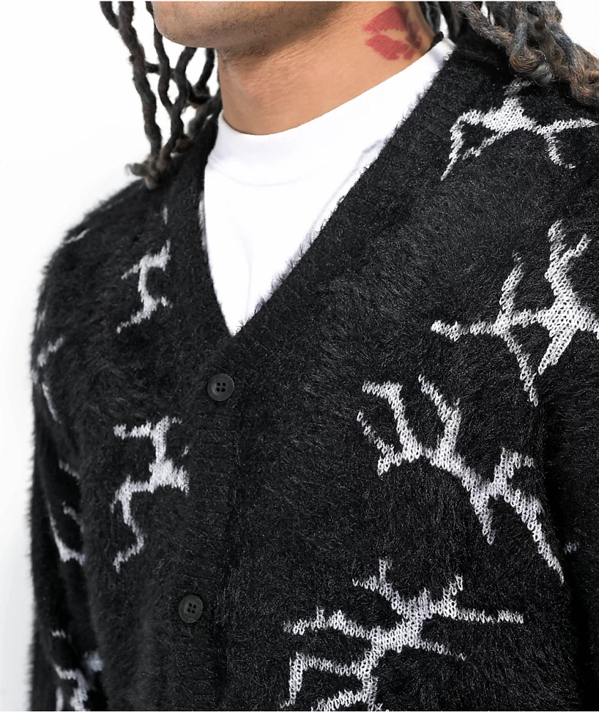 美品 Lsize HUF CRACKED CARDIGAN 定価22,000円 HUF Cracked Black Cardigan Sweater | MainPlace Mall
