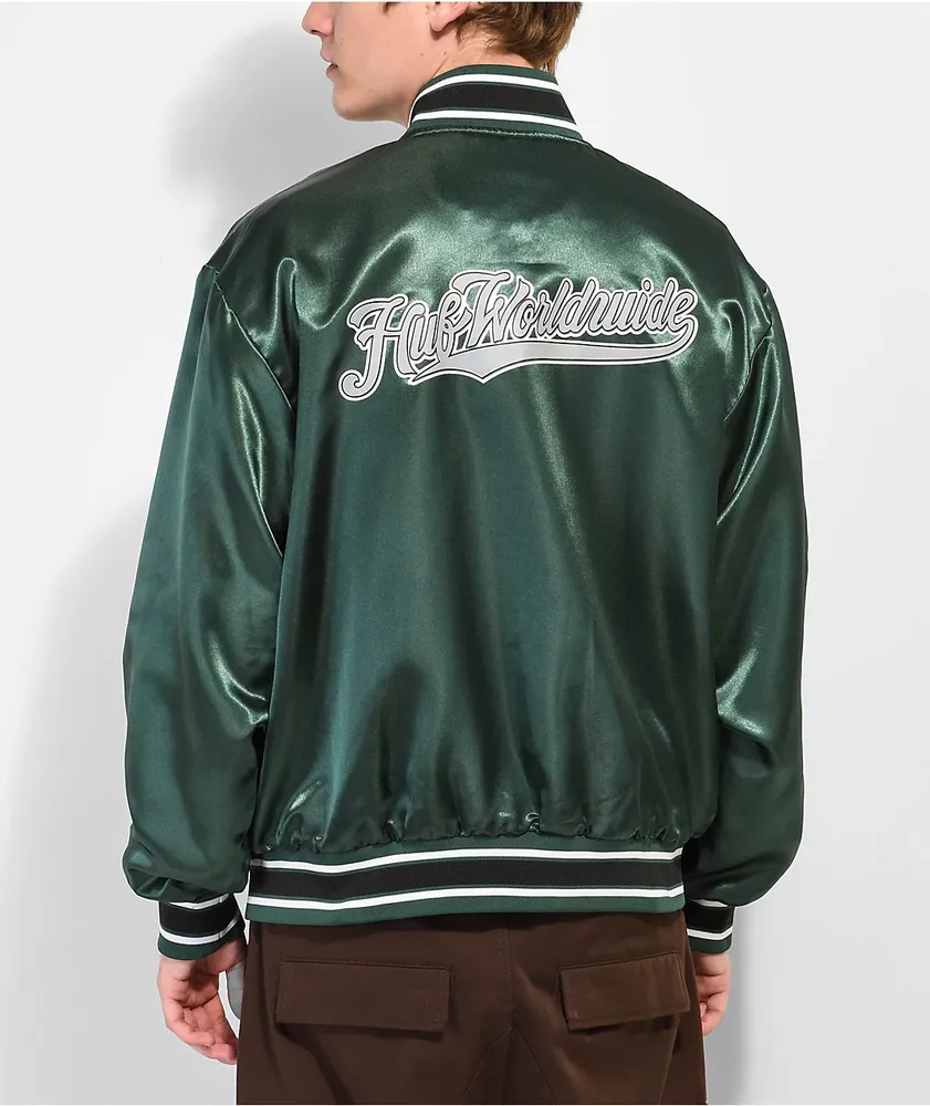 HUF Crackerjack Green Baseball Jacket | Pueblo Mall