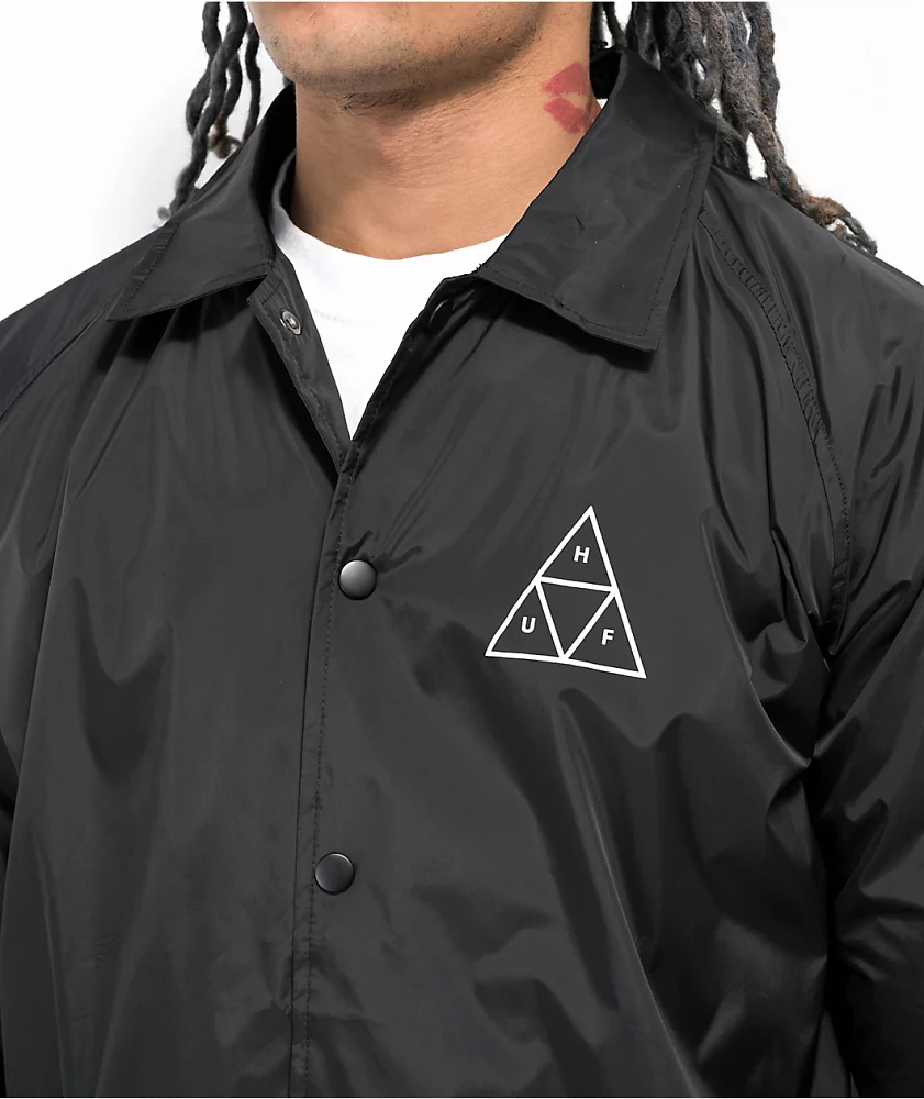 HUF Essentials Triple Triangle Black Coaches Jacket | MainPlace Mall