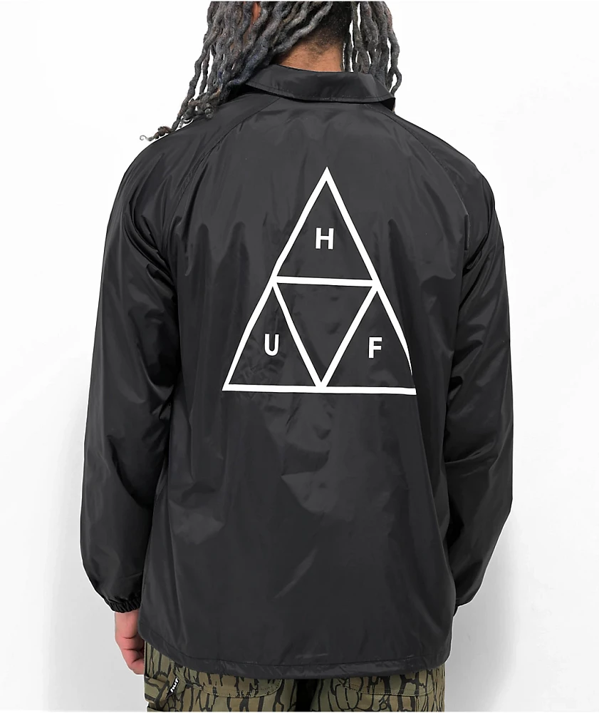 HUF Essentials Triple Triangle Black Coaches Jacket | MainPlace Mall