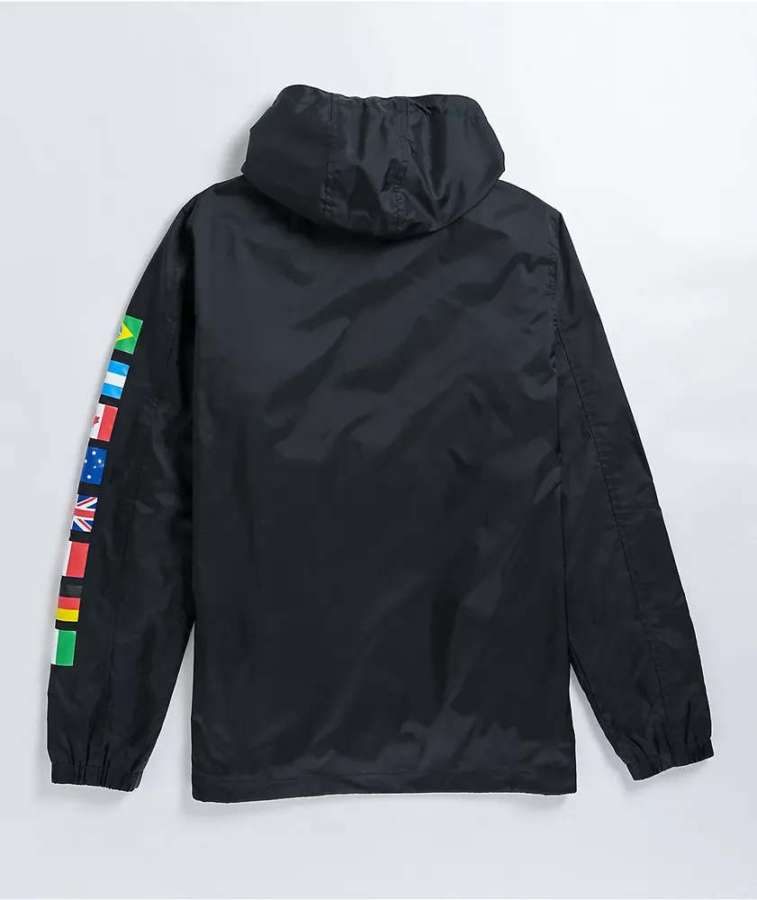 HUF Flags Black Anorak Jacket | Arden Fair