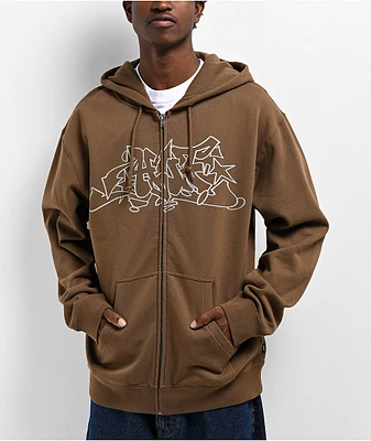 Zine Basics Brown Zip Hoodie | Liberty Center