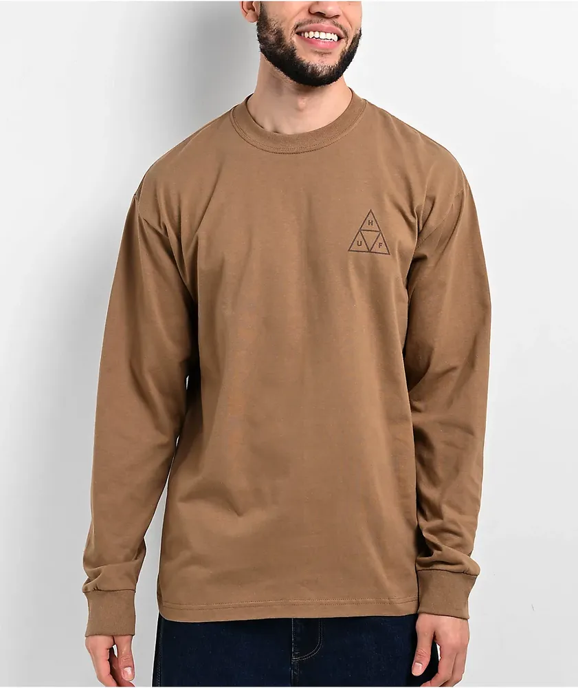 HUF Set Triple Triangle Brown Long Sleeve T-Shirt at
