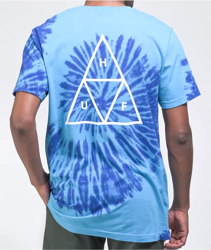 HUF Triple Triangle Blue Tie Dye T Shirt Pueblo Mall