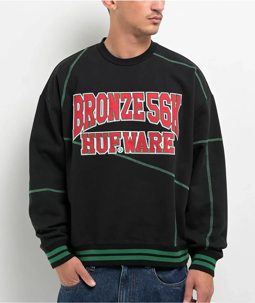 HUF x Bronze 56K Hufware Black Crewneck Sweatshirt | Liberty Center