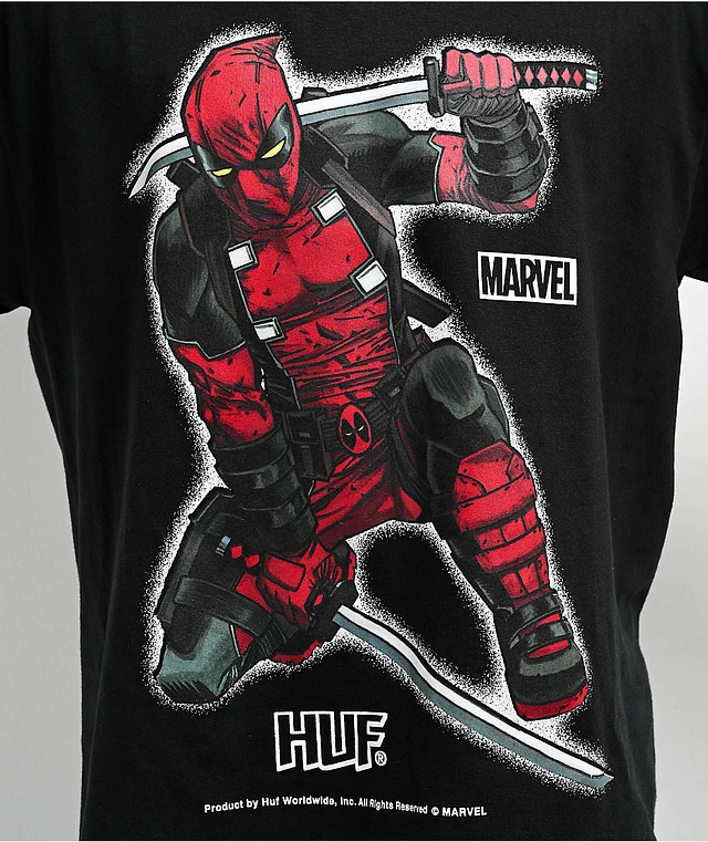 ◆HUF◆HUF x Deadpool Black 半袖 Tシャツ 送料込 HUF x Deadpool Brooding Black T-Shirt at Coquitlam Centre in