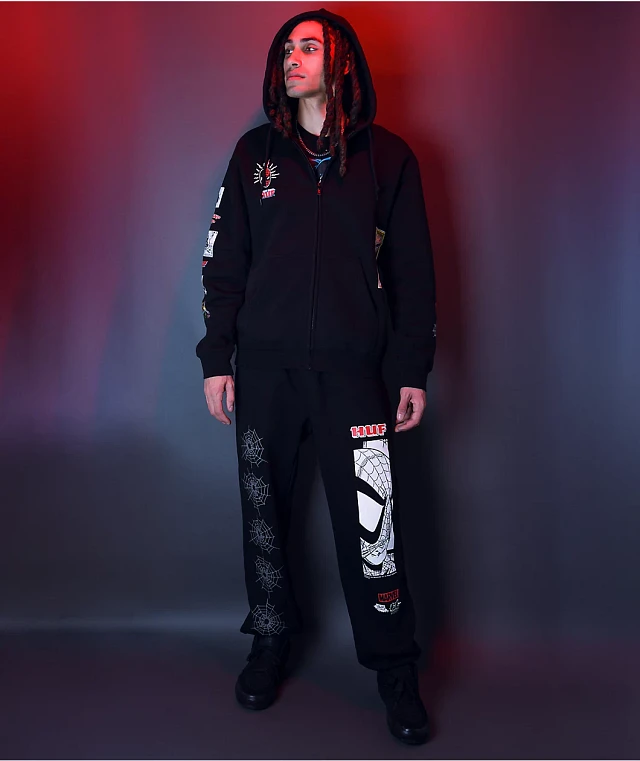 HUF x Spider-Man Spidey Sense Black Zip Hoodie at