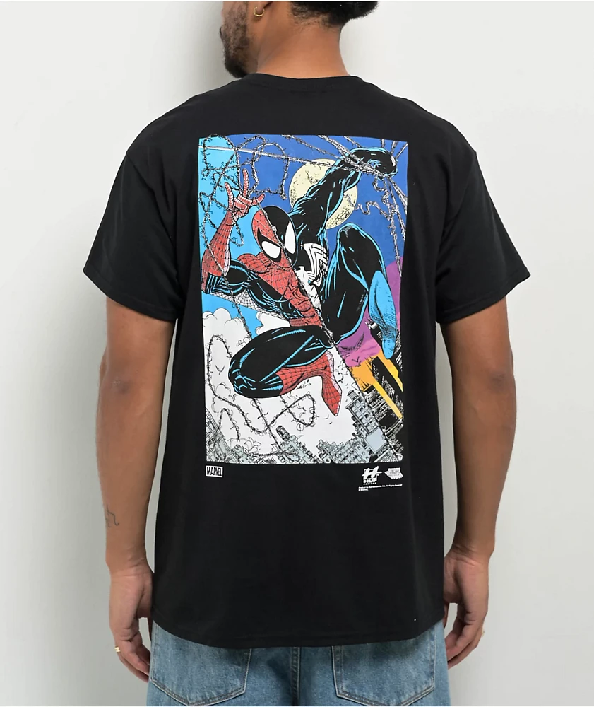HUF x Spider-Man Split Black T-Shirt at Hamilton Place in