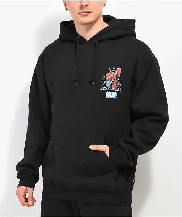 HUF x Spider-Man Thwip Triangle Black Hoodie | CoolSprings Galleria