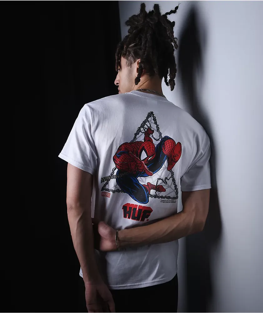 HUF x Spider-Man Thwip Triangle White T-Shirt at CoolSprings