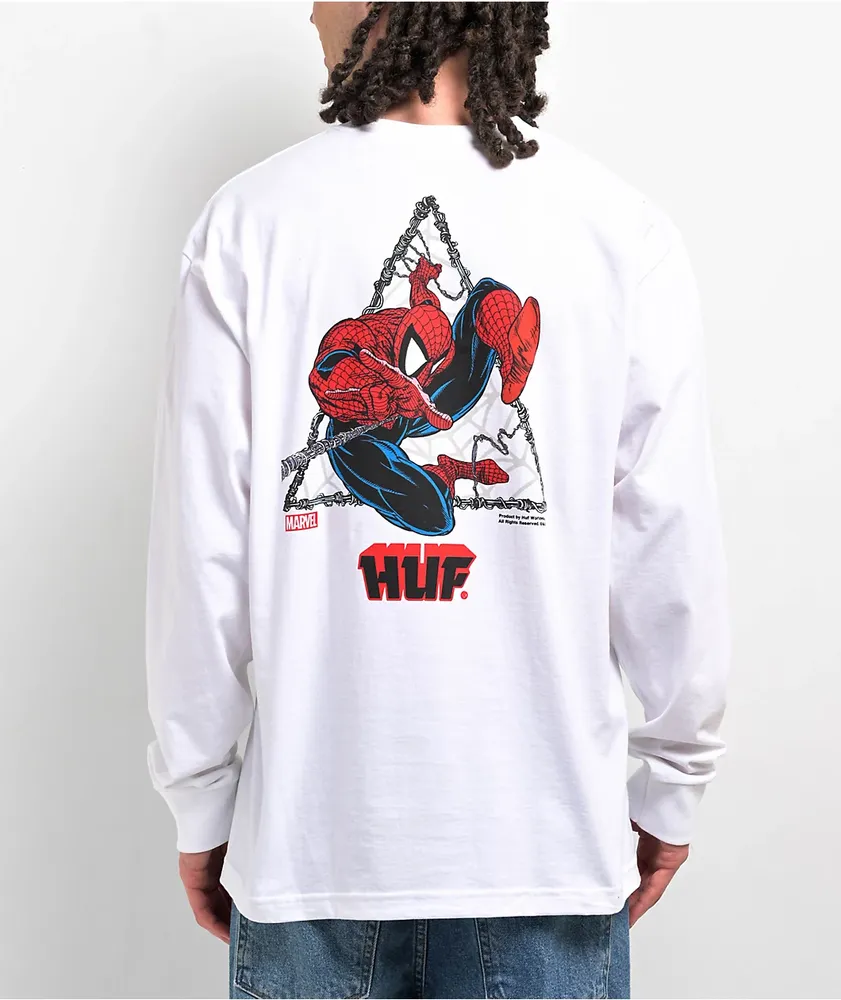 HUF x Spiderman Thwip White Long Sleeve T-Shirt | CoolSprings Galleria