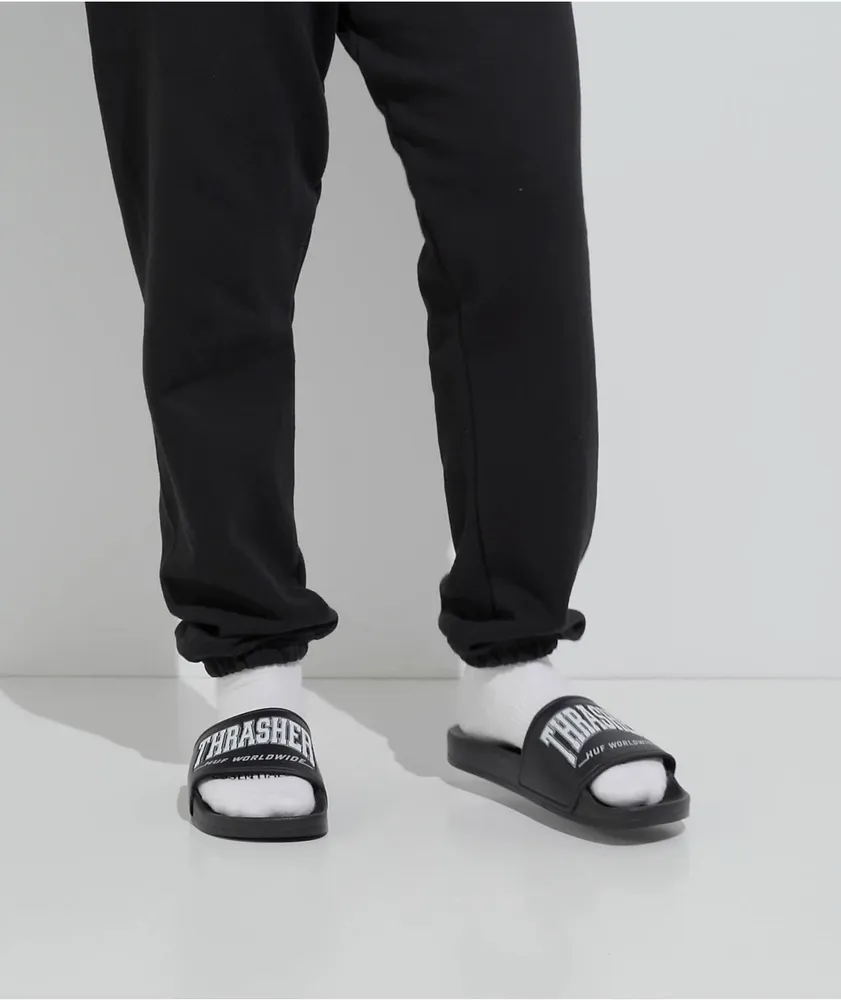 HUF x THRASHER Black Slide Sandals Mall of America