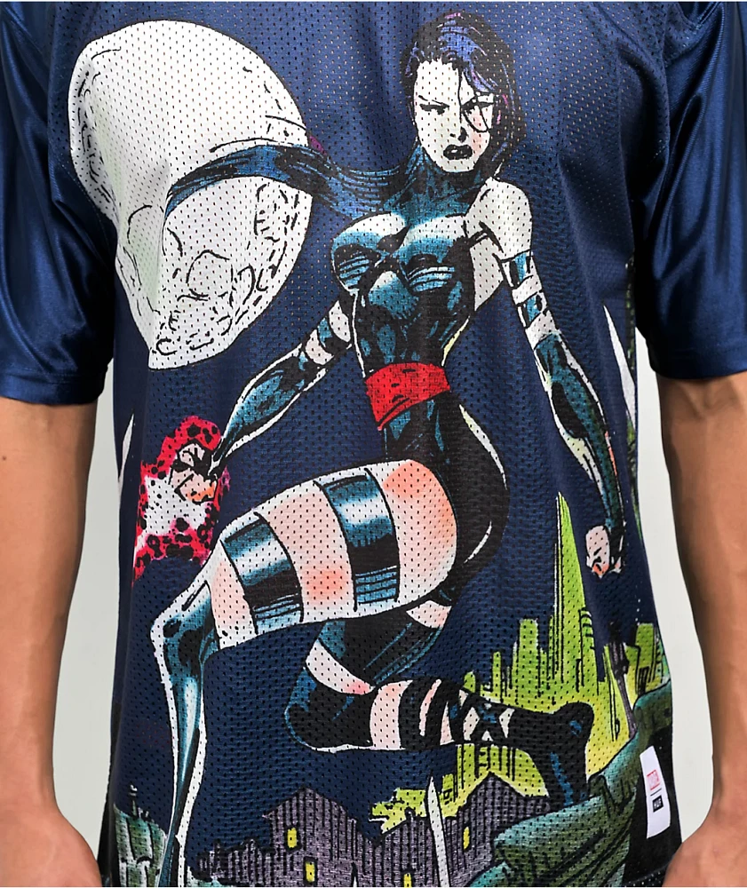 HUF x X-Men Psylocke Navy Blue Football Jersey at CoolSprings