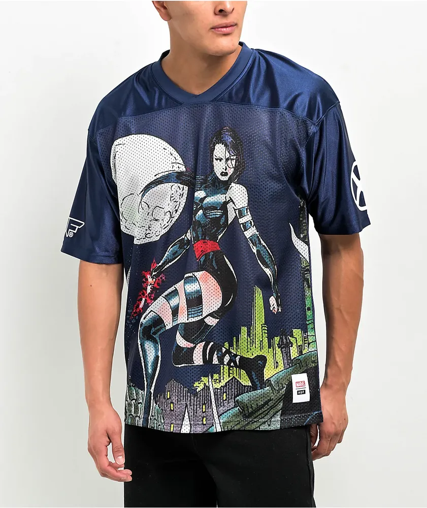 HUF x X-Men Psylocke Navy Blue Football Jersey at CoolSprings
