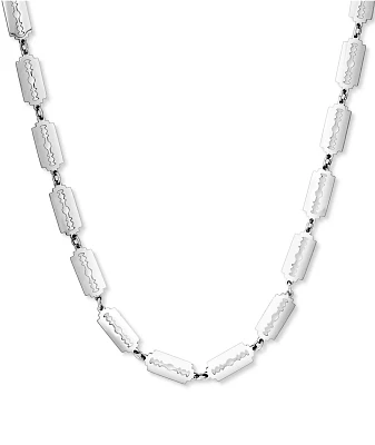 ★HARANG★ HR 330N_Silver Half & Half Chain Necklace Half Hearted Anchor 12mm Silver Chain Necklace at