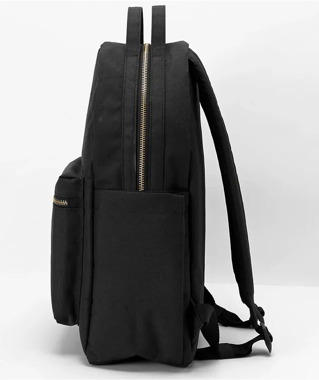 Herschel black backpack with gold zipper deals