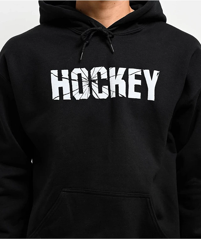 Hockey Shatter Puff Paint Black Hoodie | Connecticut Post Mall