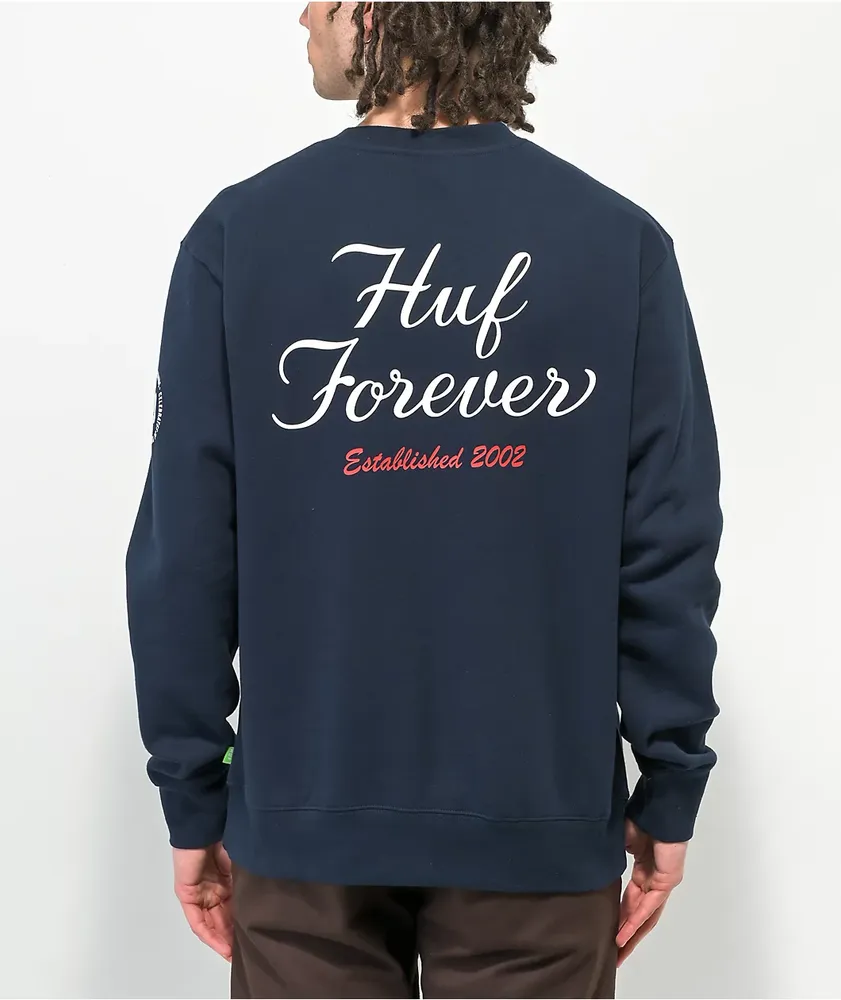 Huf Forever Navy Crewneck Sweatshirt Vancouver Mall