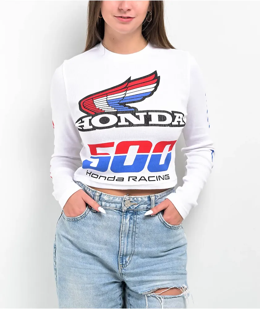 Jt racing JT Racing x Honda Finish Line White Long Sleeve Crop T