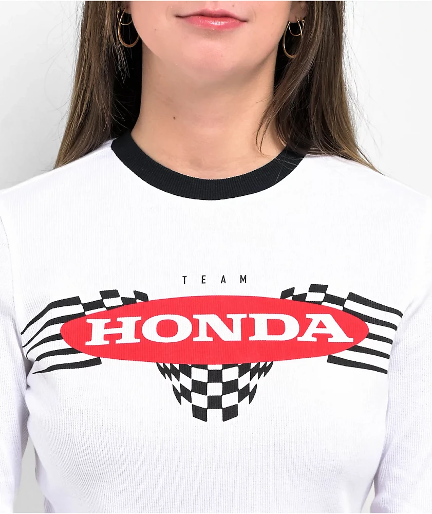 JT Racing x Honda Nitro Speed White Long Sleeve Crop T-Shirt