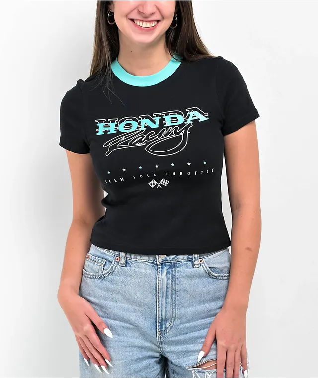 JT Racing x Honda Ringer Black Crop T-Shirt at CoolSprings