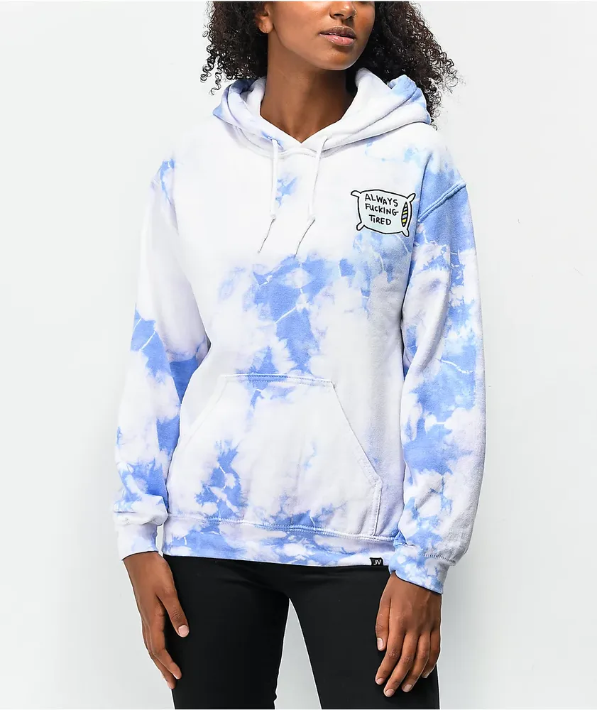 JV by Jac Vanek Always Tired Purple Tie Dye Hoodie CoolSprings