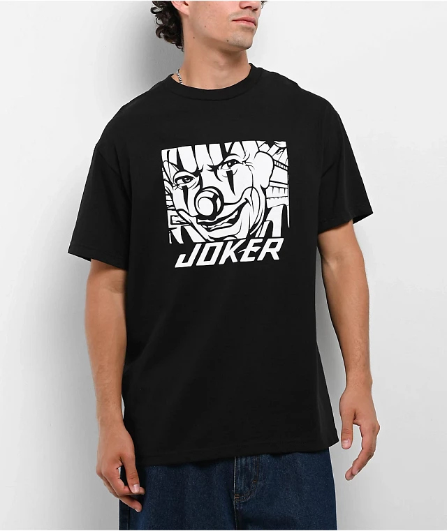 Joker Clown Face Tag Black T-Shirt | MainPlace Mall
