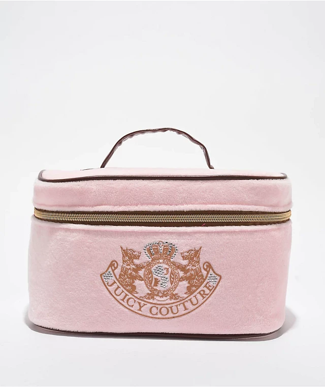 Juicy Couture Foil Logo Pink Velour Makeup Bag | MainPlace Mall