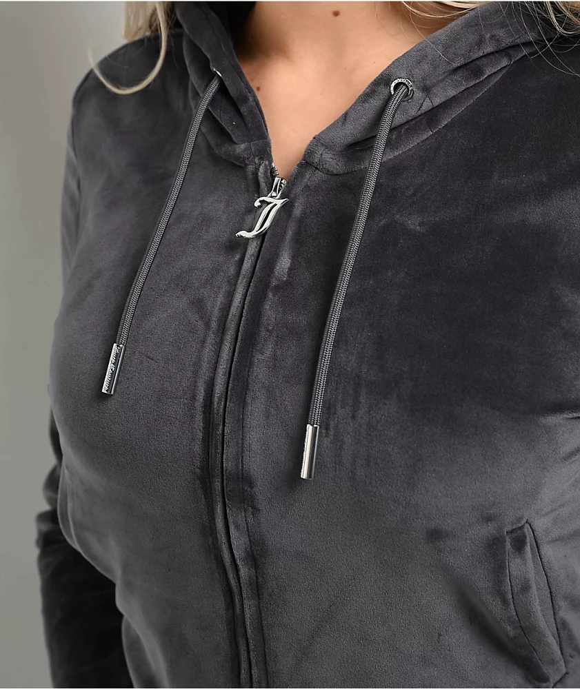 Juicy Couture OG Big Bling Titanium Velour Zip Hoodie | Arden Fair