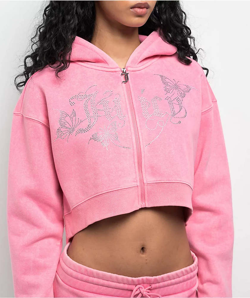 Juicy Couture Pink Lemonade Crop Zip Hoodie | MainPlace Mall