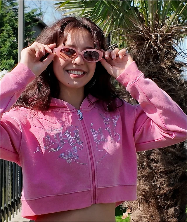Juicy Couture Pink Lemonade Crop Zip Hoodie | Arden Fair